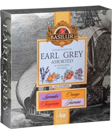 Basilur Ceylon Black Tea Earl Grey Assorted 40 enveloped tea bags