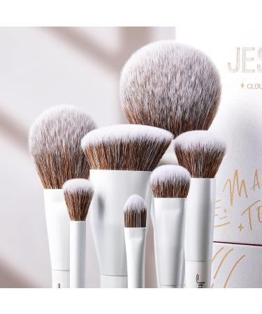 Jessup 14pcs Highend Makeup Brushes Set - Foundation Concealer Blush Contour Powder Eye Brush Makeup Sponge Cleaner Towel | Pearl White T333 - Buy Online on SooperMarket.com