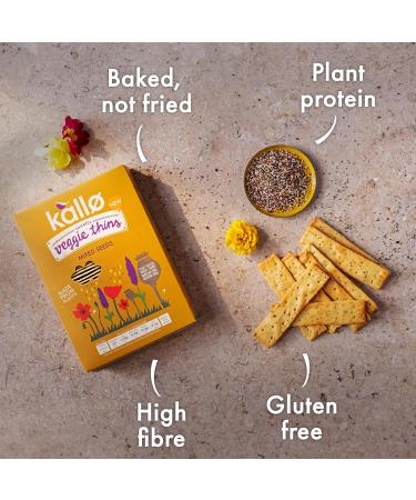Kallo Mixed Seeds Veggie Thins Crackers | Healthy Snacks High Fibre Gluten Free Plant Protein & Baked |100g Single Pack - Buy Online on SooperMarket.com