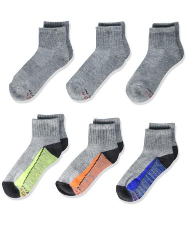 Hanes Boys' Performance X-Temp 6-Pair Ankle Socks Large Grey