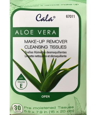 Cala Aloe vera make-up remover cleansing tissues 30 count, 30 Count