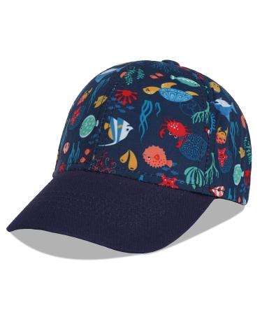 LANGZHEN 100% Cotton Outdoor Children's Kids Plain Baseball Cap Hat Adjustable Sun Hat for Girls Boys M Undersea World