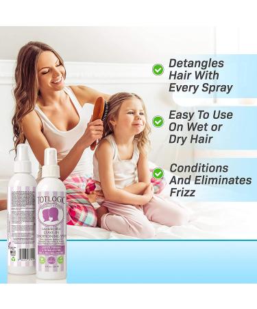 TotLogic Kids & Toddler Detangler Hair Spray, Lavender 8 oz - Natural Leave In Conditioner with Essential Oils - Buy Online on SooperMarket.com