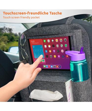 ECENCE 2x Car Seat Organizer | Felt Material | Back Seat Storage for Kids | 60cm/23.6in | Tablet Holder | Model 2.0 - Buy Online on SooperMarket.com