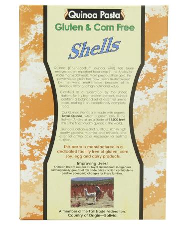 Buy Andean Dream Organic Quinoa Pasta Shells - 8 oz | Gluten-Free, Healthy & Delicious - Buy Online on SooperMarket.com