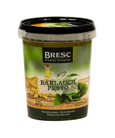 Bresc wild garlic pesto - 2x 450g - green pesto made of wild garlic basil pecorino pine nuts sunflower oil and olive oil taste -intensive herbal mixture cold and warm enjoyable 450 g (2 pack)