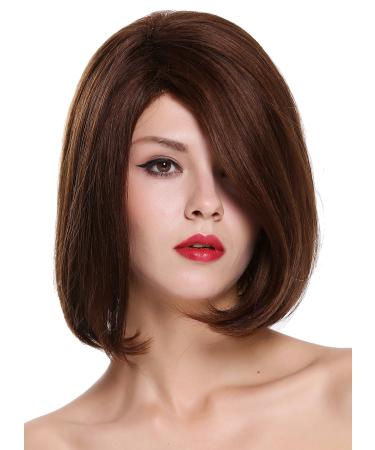 WIG ME UP - RGH-6996-HH-F4/30 human hair wig women's wig short long bob parting straight chestnut brown mix