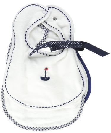 Raindrops Primary Teething Bib Set  White/Navy