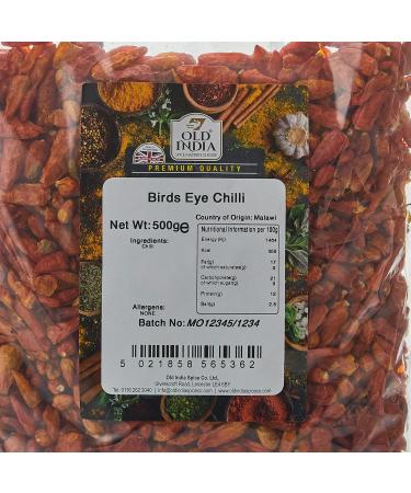 Old India Birds Eye Chilli 500g - Premium Quality Spice for Authentic Flavors | Pack of 1 - Buy Online on SooperMarket.com