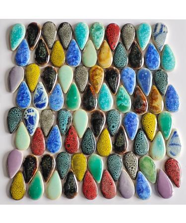 200g Ceramics Mosaic Tiles Random Color Raindrops Shape Mosaic Ceramics Pieces for DIY Crafts Home Decoration(18x28mm) Small raindrops