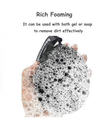 Black Bath Shower Loofah Sponge Set - Gentle Body Exfoliating Pouf for Men, Women, Kids - 3 Pack - Buy Online on SooperMarket.com