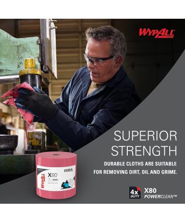 WypAll Power Clean X80 Heavy Duty Cloths - 475 Sheets Jumbo Roll Red | 1 Roll per Case | Ideal for Industrial Cleaning - Buy Online on SooperMarket.com