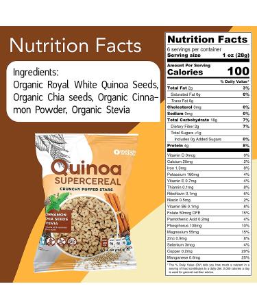 Awsum Snacks Organic Quinoa SUPERCEREAL with Cinnamon & Chia Seeds 3 Pack - Sugar Free, Kosher & Gluten Free - Vegan Diabetic-Friendly Breakfast Cereal - Buy Online on SooperMarket.com