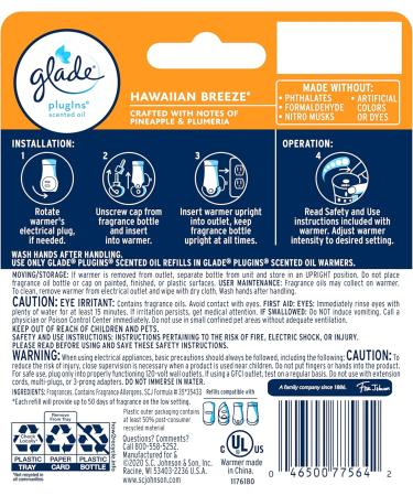 Glade PlugIns Refills Air Freshener Starter Kit - Hawaiian Breeze Scent for Home & Bathroom | 1 Warmer + 2 Refills | International Shipping Available - Buy Online on SooperMarket.com