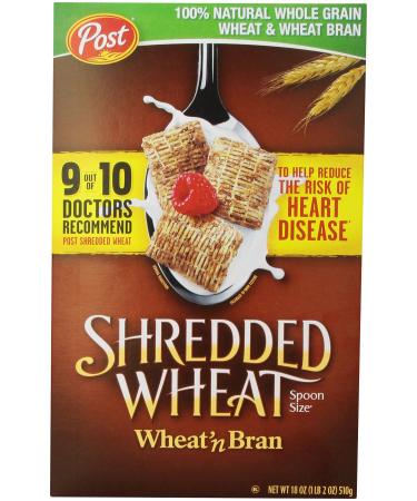 Post, Shredded Wheat, Wheat & Bran Cereal, 18 oz - SET OF 2 .2 SET (1.12 Pound (Pack of 1))