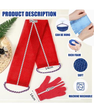 Newwiee 6 Pack Exfoliating Shower Bath Gloves and Body Scrubber Set - 3 Pairs Exfoliating Gloves and 3 Pcs African Bath Sponge for Daily Shower (Red Blue Green) - Buy Online on SooperMarket.com