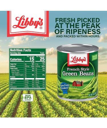 Libby's French Style Green Beans | 100% Green Beans | Classically Delicious  Mild & Subtly Sweet | Crisp-Tender Bite | No Preservatives | French Cut | Kosher | 8 ounce cans (Pack of 12) - Buy Online on SooperMarket.com