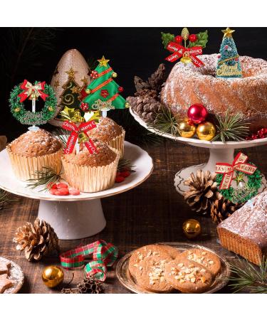 Whaline 24Pcs Christmas Cupcake Toppers 6 Design Xmas Tree Wreath Cupcake Picks Colorful Merry Christmas Cake Toppers Home Party Decor for Christmas Winter Holiday Birthday Party Cake Decorations - Buy Online on SooperMarket.com