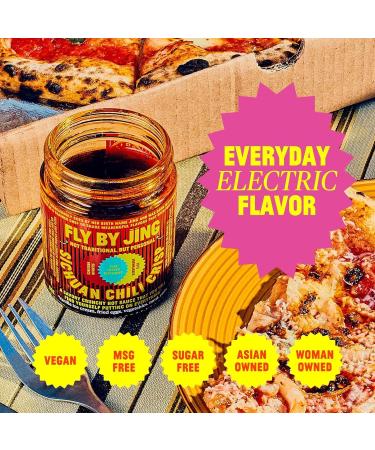 FLY BY JING Sichuan Chili Crisp 6oz Deliciously Savory Umami Spicy Tingly Crispy Gourmet All Natural Vegan Gluten-Free Hot Chili Oil Sauce with Sichuan Pepper Good on Everything - Buy Online on SooperMarket.com