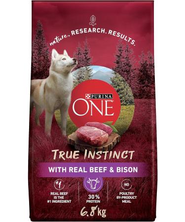 Purina ONE True Instinct High Protein Dry Dog Food Beef & Bison - 6.8 kg Bag & Tender Cuts True Instinct Wet Dog Food in Gravy Variety Pack 2 Flavours - 368 g Can (6 Pack) - Buy Online on SooperMarket.com