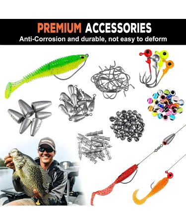 PLUSINNO 201pcs Fishing Accessories Kit in Tackle Box - Hooks, Weights, Split Shot Gear for Bass, Trout, Catfish - Buy Online on SooperMarket.com