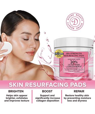 Glycolic Acid 20% Resurfacing Pads with Vitamins B5, C & E - 50 Peel Pads for Smooth Skin, Reduce Wrinkles - Buy Online on SooperMarket.com