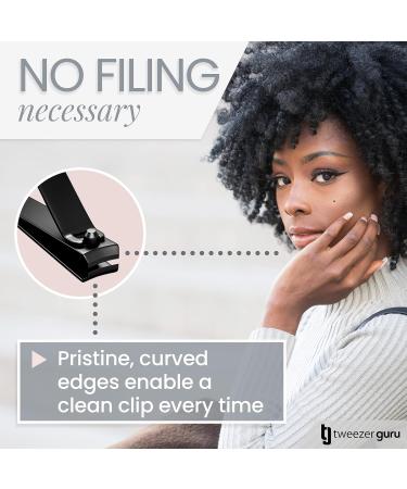 Tweezer Guru Nail Clippers - Professional Stainless Steel 2-Pack for Men, Women, and Kids - Curved Edge Matte Black - Buy Online on SooperMarket.com