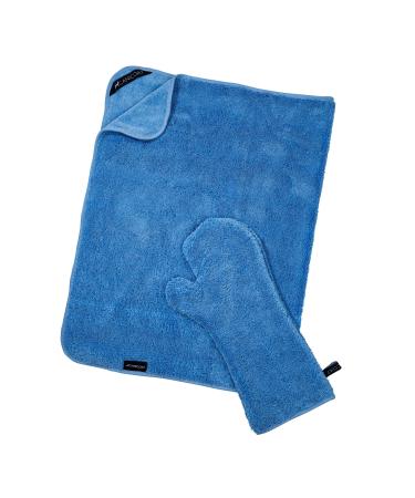 Canicoat dog towel SECCARE with glove in the set Oeko-Tex certified suction-strong & fast drying microfiber.(M/l blue) m/l blue