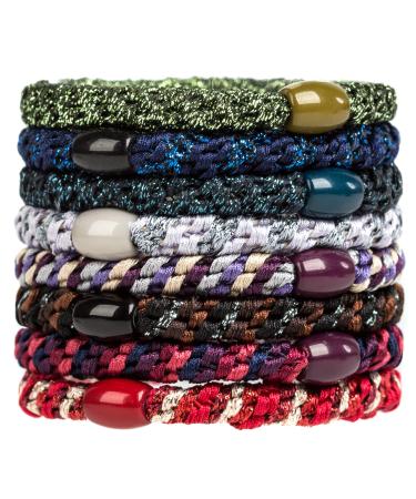 Axen 8pcs Elastic Hair Tie for Women Girls Cotton Bands Soft Woven Ponytail Holder for Thick Hair and Curly Hair Mixed Colors 4 Mix Colors 4