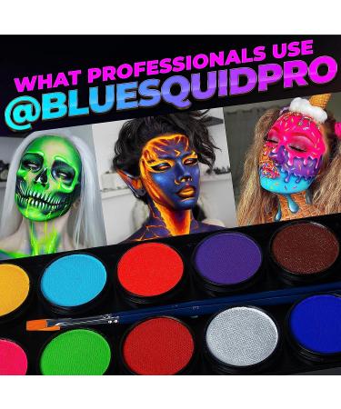 Blue Squid PRO Professional Face Paint Kit - 12x10g Classic Color Palette for Adults & Kids - Safe & Superior SFX Body Painting Supplies for Sensitive Skin - Halloween Ready - Buy Online on SooperMarket.com