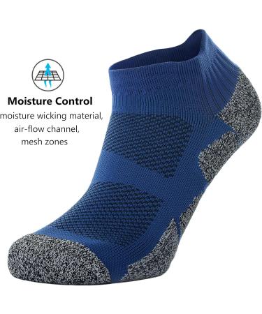 CWVLC Unisex Cushioned Compression Athletic Ankle Socks 6-Pack - Black, Charcoal, Royal - Large Size - Buy Online on SooperMarket.com