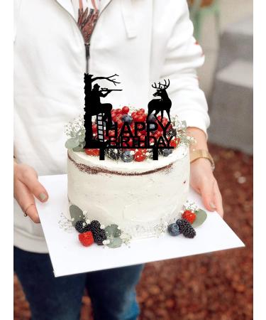 Hunting Birthday Cake Topper - Hunter in Tree Stand Aiming the Deer - Camping Themed Deer Hunter Cake Topper for Men' Birthday Party Supplies (Deer Hunter) - Buy Online on SooperMarket.com