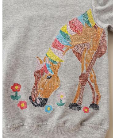 Girls Cotton Sweatshirt for Kids | Long Sleeve Pullover | Age 1-12 Years | Horse Design | 5-6 Years - Buy Online on SooperMarket.com
