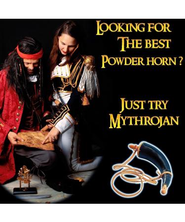 Mythrojan Hand Carved Black Powder Horn for Rifles - Civil War Reenactment Accessory - Buy Online on SooperMarket.com