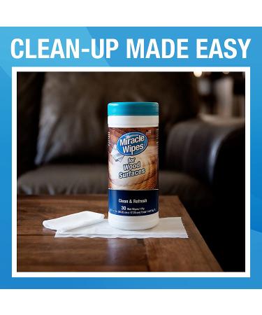 MiracleWipes for Wood Surfaces - Clean, Protect, and Polish Cabinets, Furniture, and Floors - 30 Count - Buy Online on SooperMarket.com