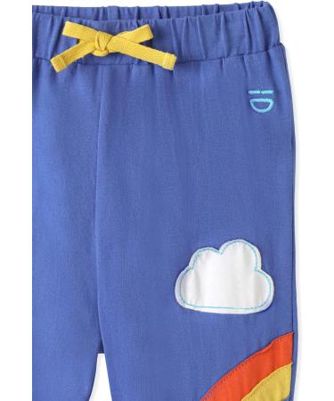 Organic Cotton Baby Knee Patch Trousers - Blue/Rainbow Stripes | 12-18 Months - Buy Online on SooperMarket.com