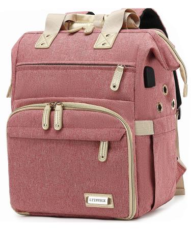 Knitting Bag Backpack,Yarn Storage Organizer Travel Crochet Bag with USB Charging Port,Large Capacity Yarn Storage Tote Bag Yarn Holder Case for Carrying Projects, Knitting Needles, Crochet Hooks Pink