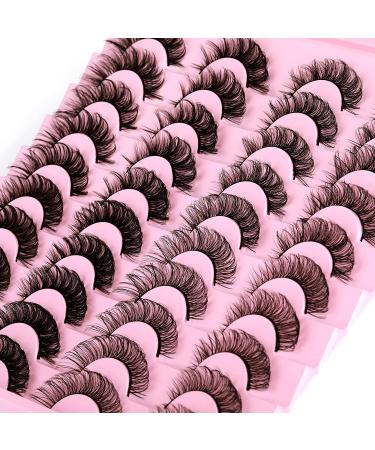 Newcally 20 Pairs D Curl Mink False Eyelashes - Fluffy Natural Look Russian Strip Lashes - Buy Online on SooperMarket.com