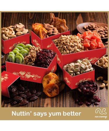 Dried Fruit & Nuts Gift Basket Red Tower + Ribbon (12 Assortments) Holiday Christmas Gourmet Bouquet Arrangement Platter  Birthday Care Package  Healthy Food Kosher Snack Box for Adults Men Women - Buy Online on SooperMarket.com
