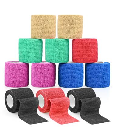 12 Roles Self -adhesive bandage self -adhering bandage cohesive self -adhesive bandage adhesive bandage elastic bandage for first aid fingers pet vet wrap cohesive paving association 5 cm x 4.5m 12PCs