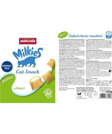 Animonda Milkies Balance Cat Snacks - Grain-Free Crunchy Pillows (6 x 120g) - Healthy Treats for Cats - Buy Online on SooperMarket.com