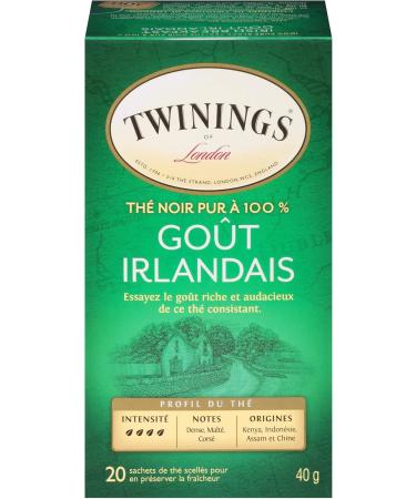 Twinings Irish Breakfast Individually Wrapped Tea Bags | Caffeinated Thick Malty Full-Bodied 100% Black Tea | 20 Count (Pack of 6) | Enjoy Hot or Iced Irish Breakfast 20 Count (Pack of 6) - Buy Online on SooperMarket.com