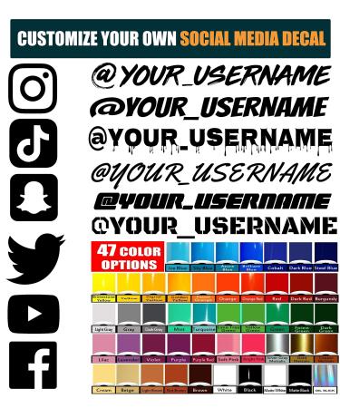 VulgrCo Custom Social Media Decal Stickers Customized Name Username Logo Brand Vinyl