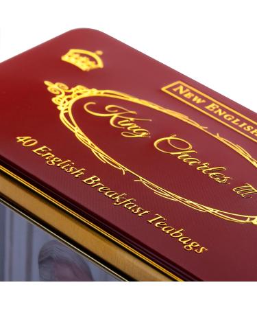 New English Teas King Charles III Tea Tin with 40 English Breakfast Teabags - Buy Online on SooperMarket.com