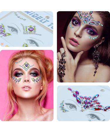 Self-Adhesive Face Gems - 6 Sets Rhinestone Stickers for Festivals and Rave Outfits - Buy Online on SooperMarket.com