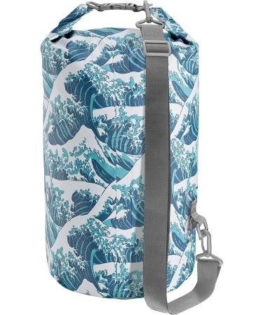 Skog Kust DrySk Waterproof Floating Dry Bag with Zippered Pocket | Ideal for Kayaking, Rafting, Boating, Swimming, Camping | 5L Waves Design - Buy Online on SooperMarket.com