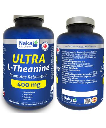 Naka Platinum Ultra L-Theanine 400mg Promotes Relaxation (150 vcaps) 150 count (Pack of 1)