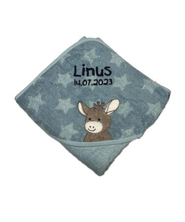 Sterntaler bath towel 80x80 cm made of 100% cotton personalized with name/including embroidery (Emmi blue stars)