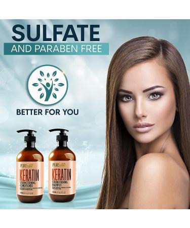 Keratin Shampoo and Conditioner Set - Sulfate Free with Moroccan Argan Oil - Moisturizing Treatment for Hair Thickening, Volume, and Shine - Men and Women - Buy Online on SooperMarket.com