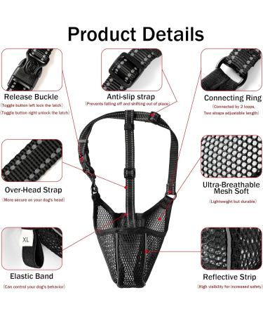 Breathable Muzzle for Large Dogs | Adjustable Reflective Dog Mask | XL Basket Muzzle to Prevent Biting & Chewing - Buy Online on SooperMarket.com